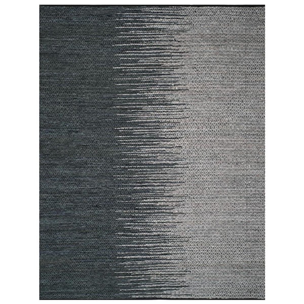 Flowers First 4 x 6 ft. Vintage Leather Hand Woven Area Rug, Light Grey & Charcoal - Small Rectangle FL1860228 - main